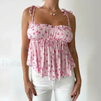 Floral E Girl Ruffled Crop Top