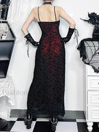 Floral Grunge Lolita Witchy Harajuku Flocking Fairy Sleeveless Vintage Camisole Dress