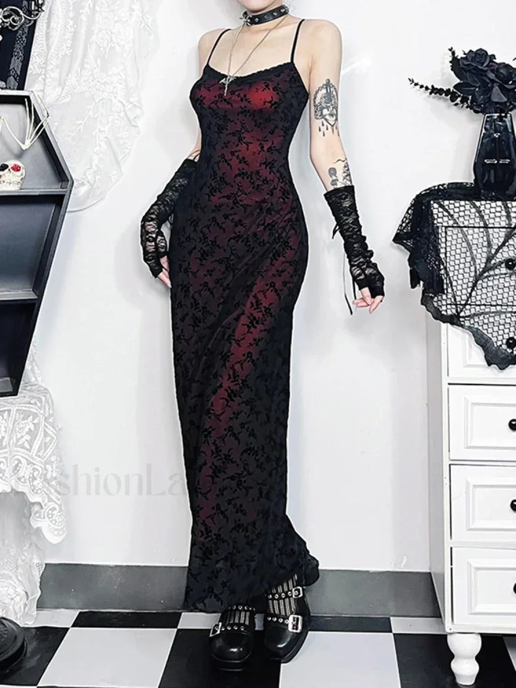 Floral Grunge Lolita Witchy Harajuku Flocking Fairy Sleeveless Vintage Camisole Dress