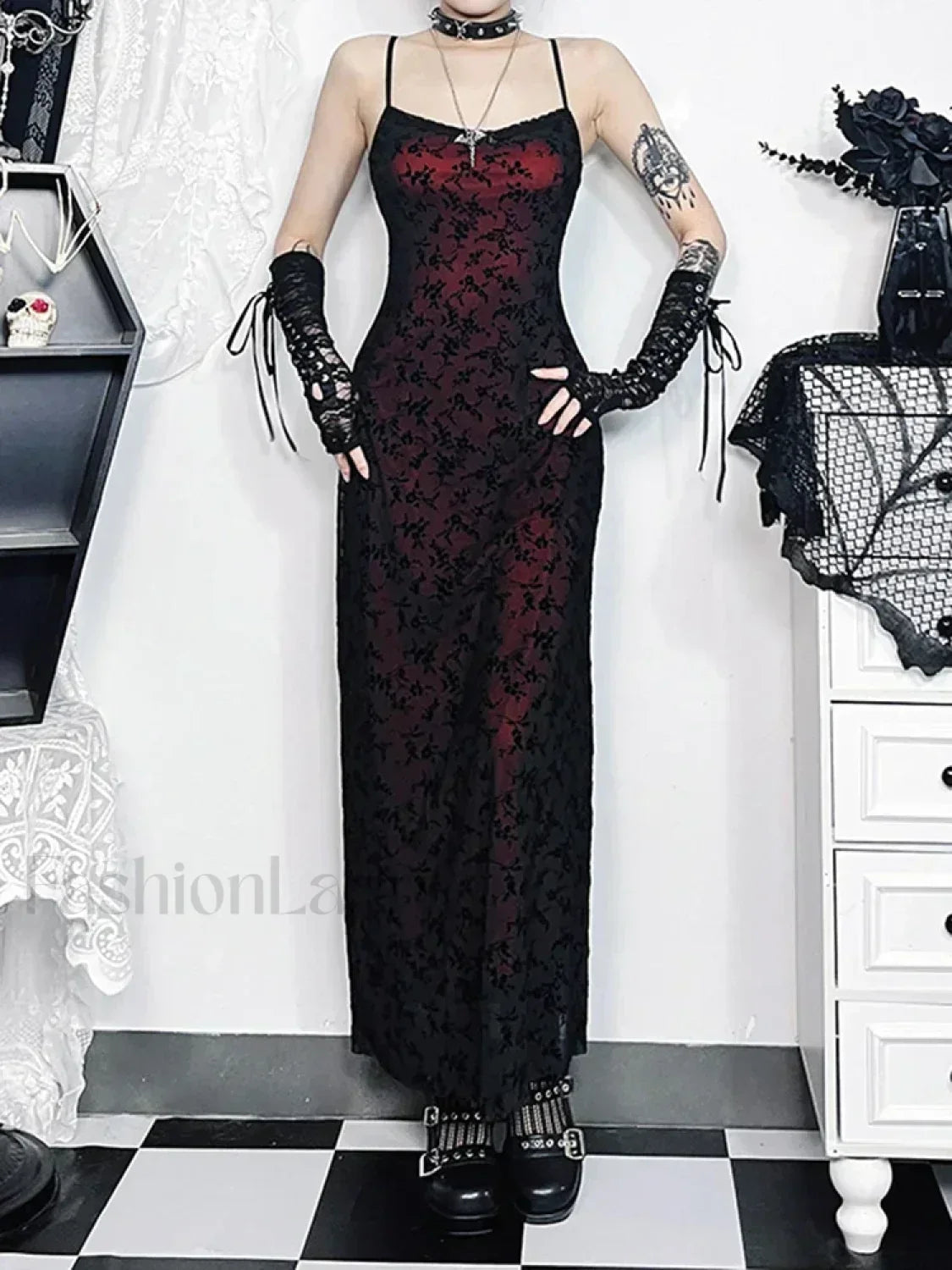 Floral Grunge Lolita Witchy Harajuku Flocking Fairy Sleeveless Vintage Camisole Dress