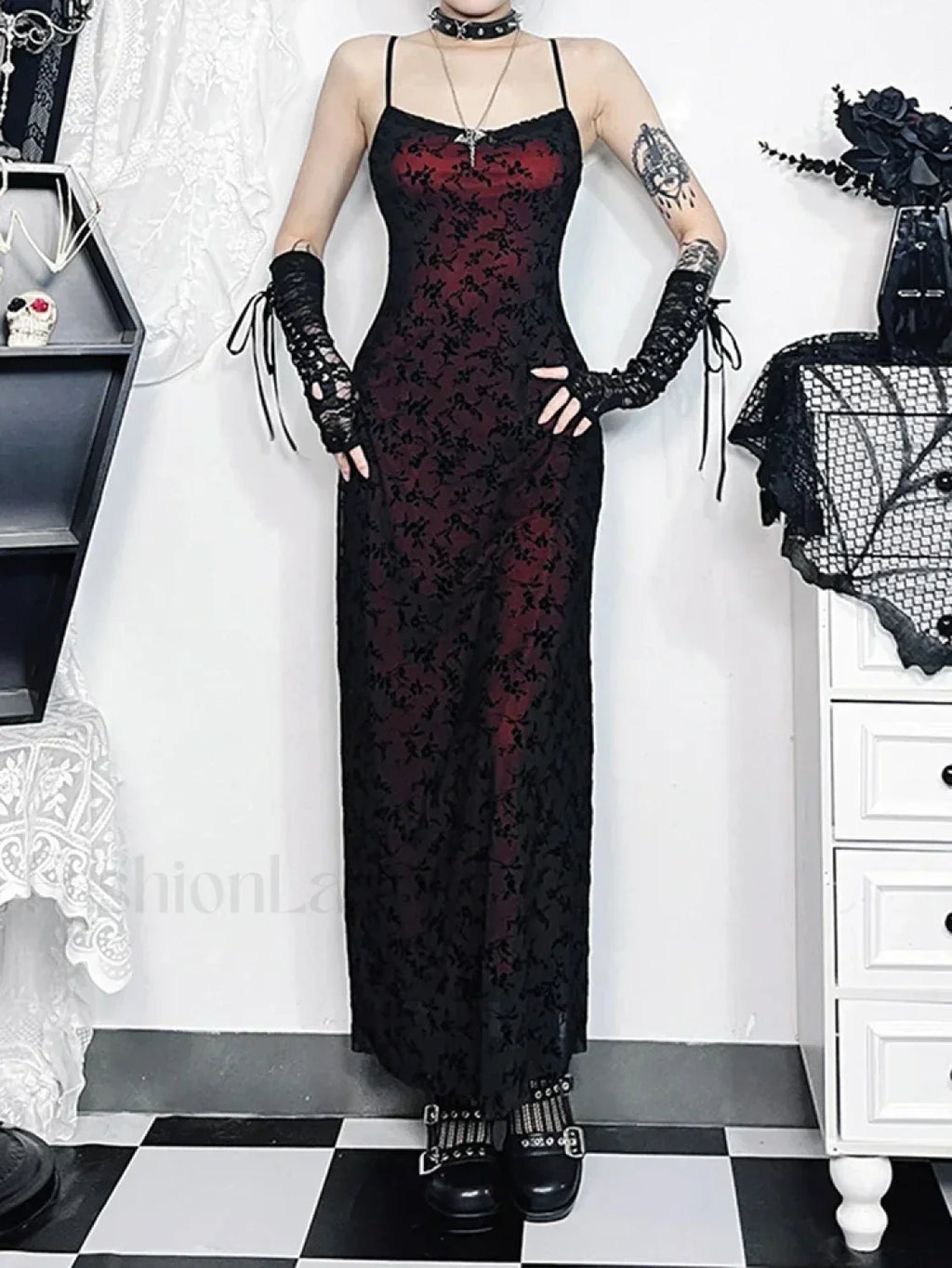 Floral Grunge Lolita Witchy Harajuku Flocking Fairy Sleeveless Vintage Camisole Dress