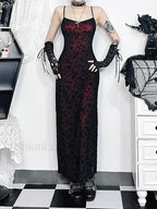 Floral Grunge Lolita Witchy Harajuku Flocking Fairy Sleeveless Vintage Camisole Dress