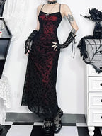 Floral Grunge Lolita Witchy Harajuku Flocking Fairy Sleeveless Vintage Camisole Dress