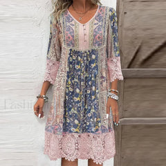 Floral Hooded A Line Boho Dress