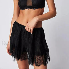 Floral Lace Patchwork Mini Skirt Black / S