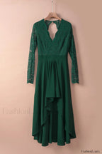 Floral Lace Satin Charming Maxi Prom Dress