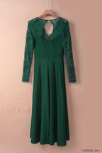 Floral Lace Satin Charming Maxi Prom Dress