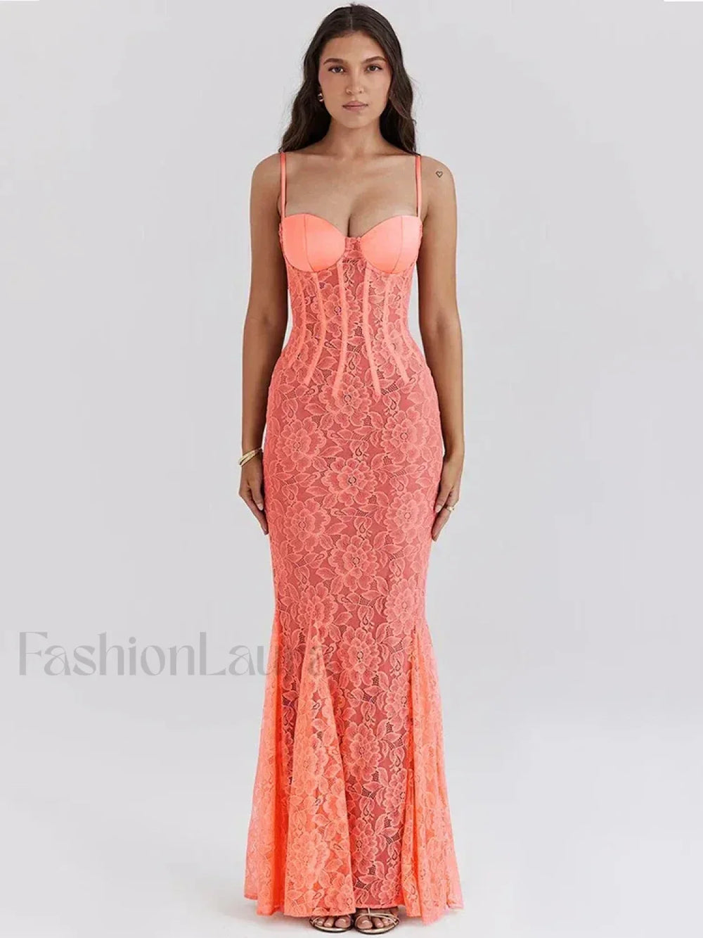 Floral Orange Spaghetti Maxi Dress