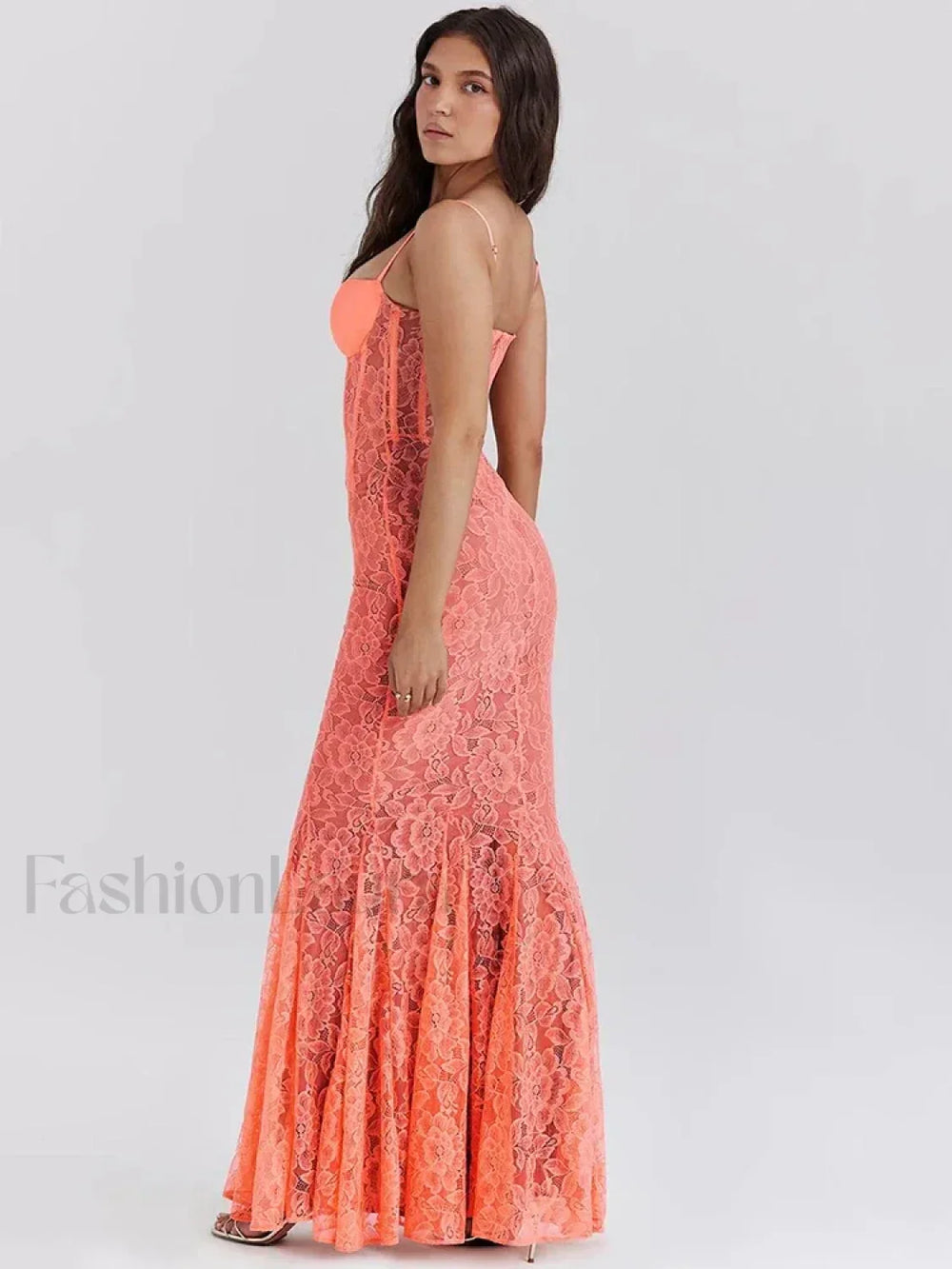 Floral Orange Spaghetti Maxi Dress