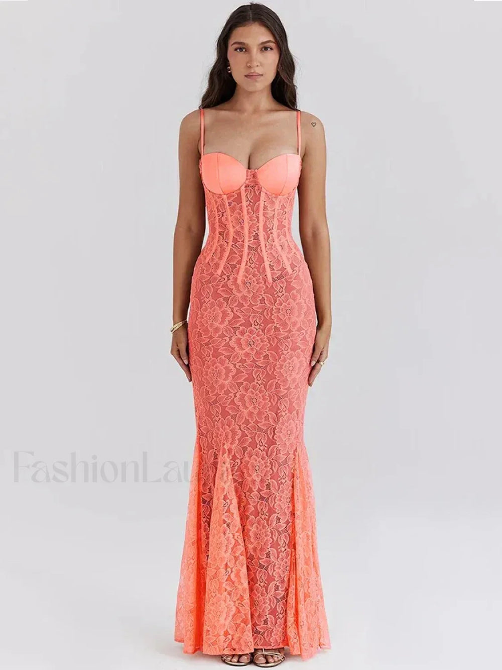 Floral Orange Spaghetti Maxi Dress