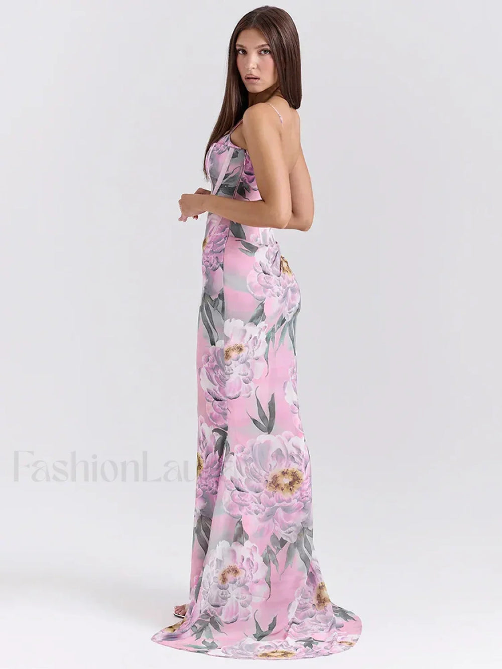 Floral Pink Spaghetti Strap Maxi Dress