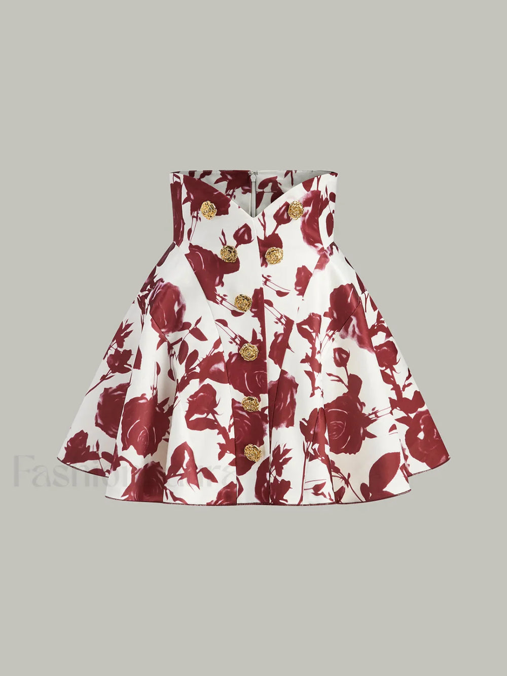 Floral Print Button Detail Skirt Red / XS Skirts