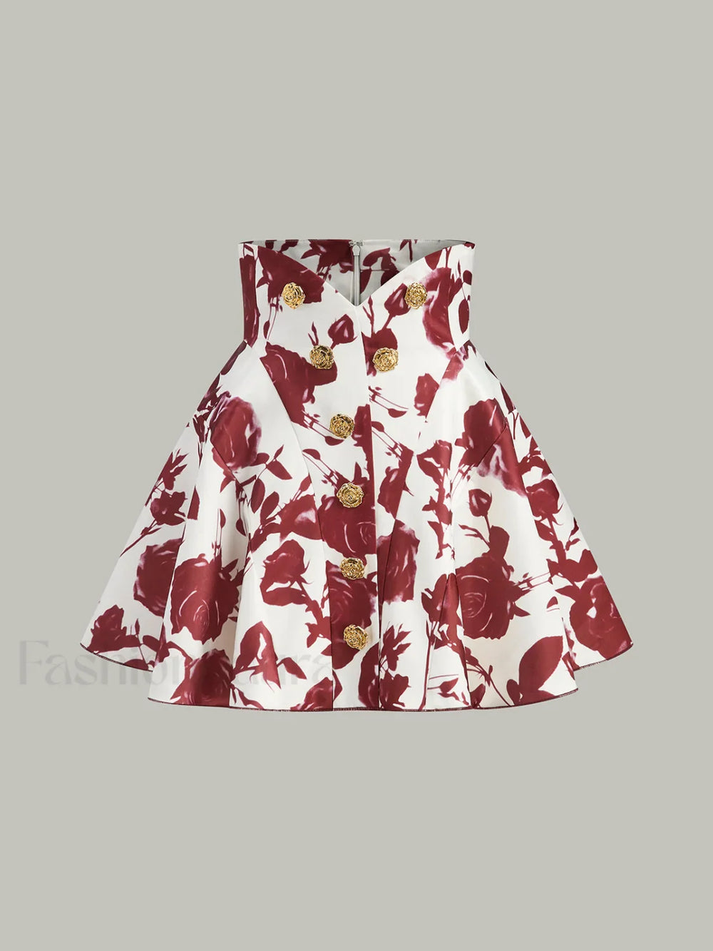 Floral Print Button Detail Skirt Red / XS Skirts