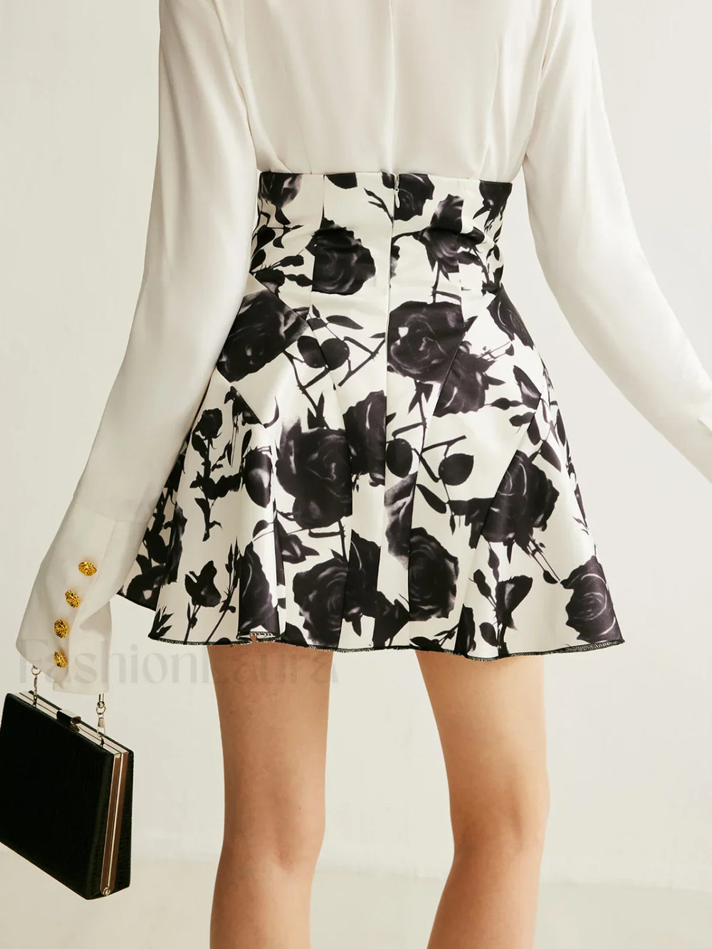 Floral Print Button Detail Skirt Skirts