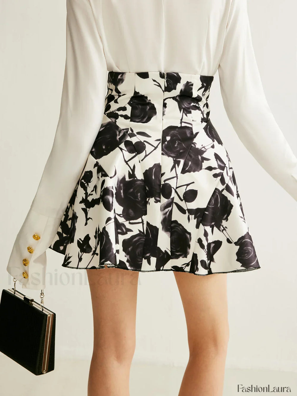 Floral Print Button Detail Skirt Skirts