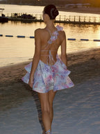 Floral Print Sling Mini Dress