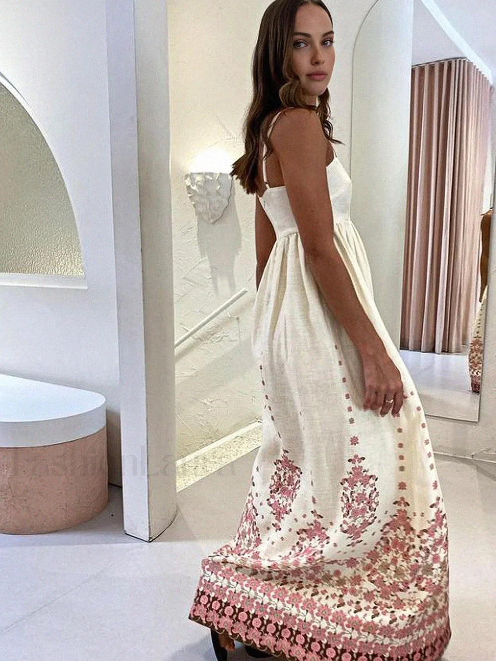 Floral Print Spaghetti Strap Long Dress Dresses