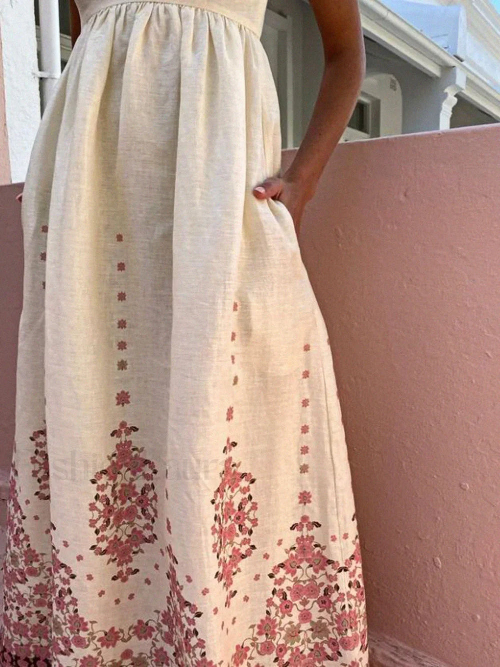 Floral Print Spaghetti Strap Long Dress Dresses