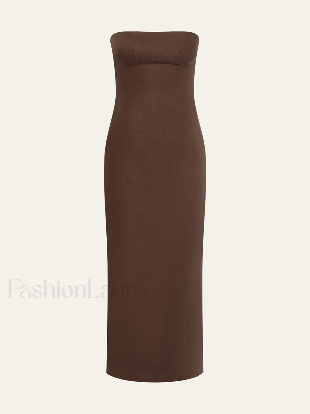 Floral Print Strapless Dress Brown / XS Dresses