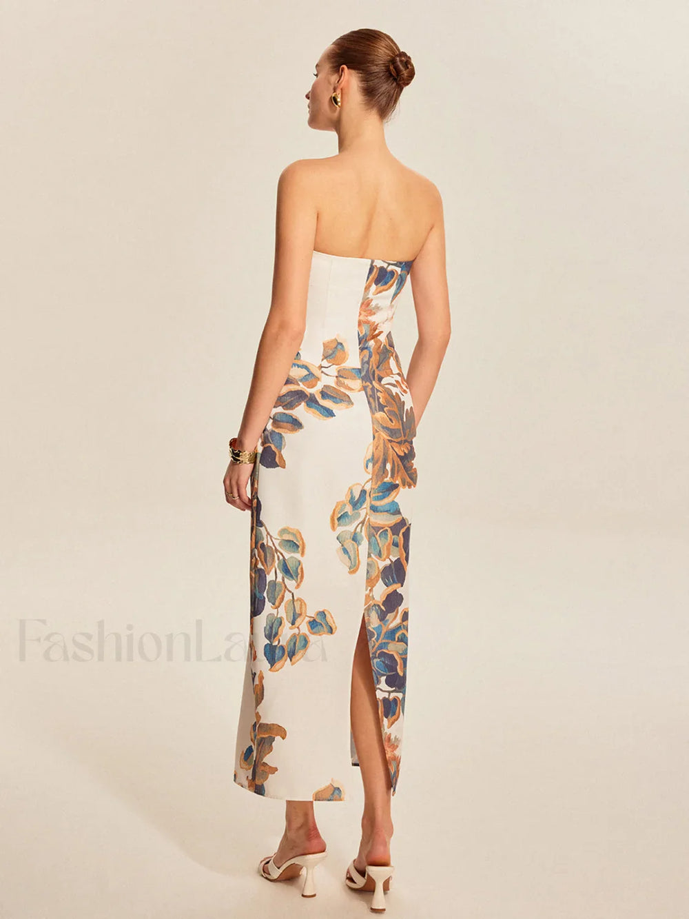 Floral Print Strapless Dress Dresses