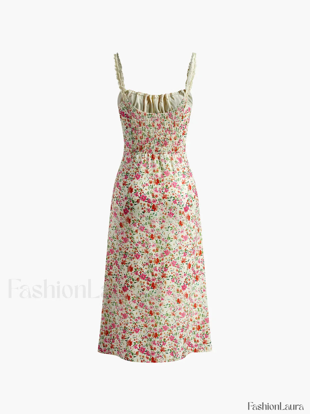 Floral Print Trim Cami Midi Dress Dresses