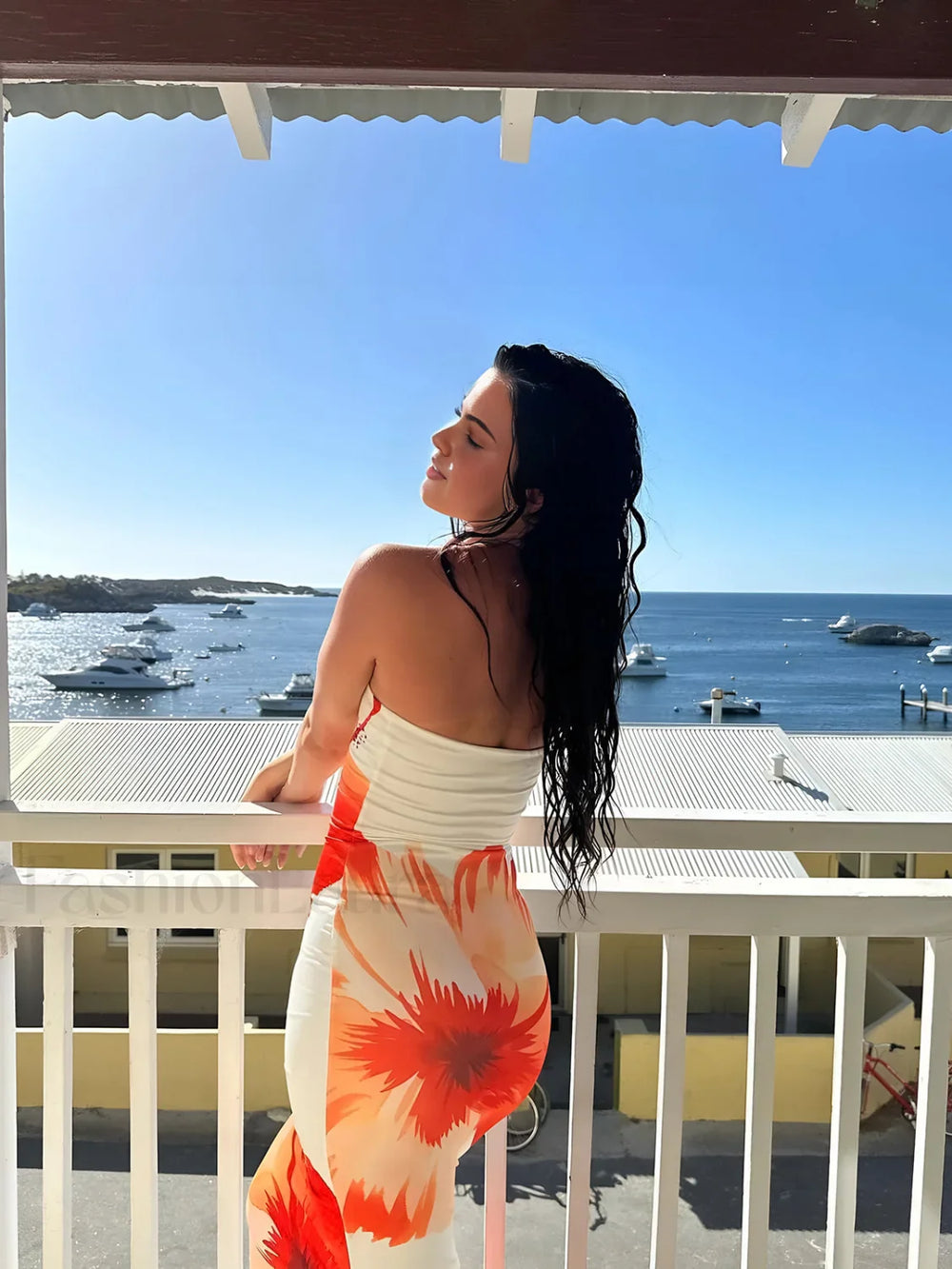 Floral Print Vacation Tube Long Dress Dresses