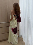 Floral Printed Strapless Off Shoulder Backless Maxi Floral Dress