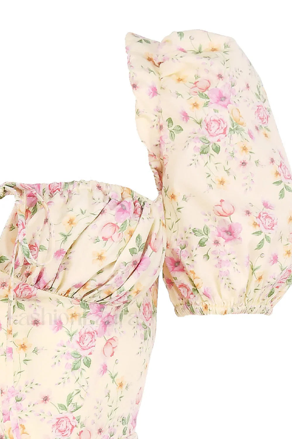 Floral Puff Sleeve Charming Boho Midi Dress