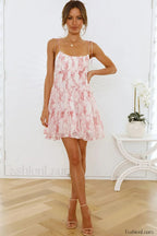 Floral Ruffled Stylish Mini Dress
