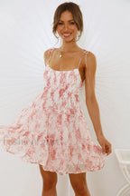 Floral Ruffled Stylish Mini Dress