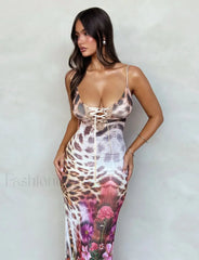 Floral Sling Bodycon Maxi Dress