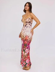 Floral Sling Bodycon Maxi Dress