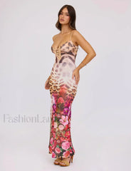 Floral Sling Bodycon Maxi Dress