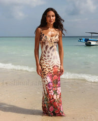 Floral Sling Bodycon Maxi Dress Flower color / S