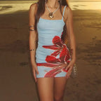 Floral Strap Sleeveless Mini Dress