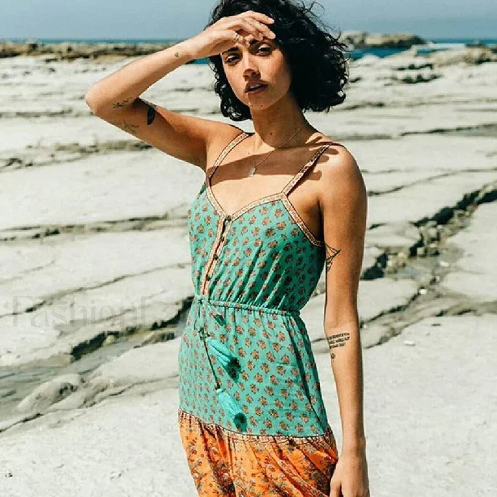 Floral Strappy Mini Boho Dress