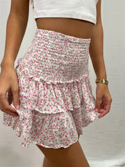 Floral Tiered High Waist Skirt
