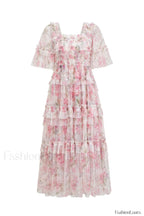 Floral Tulle Ruffle Charming Layered Maxi Dress S / 1#