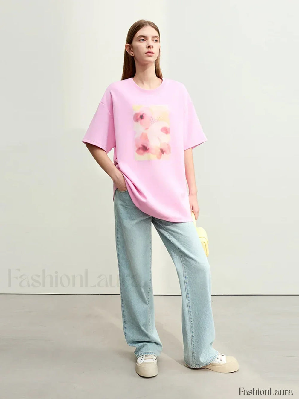 Flower Print Drop Sleeve T Shirt