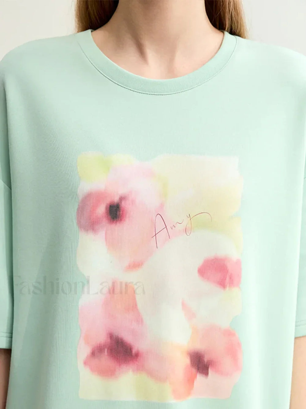 Flower Print Drop Sleeve T Shirt