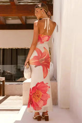Flower Print Slim Fit Fishtail Dress French Holiday Style