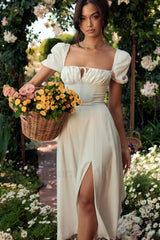 Flower Short Sleeve Maxi Dress