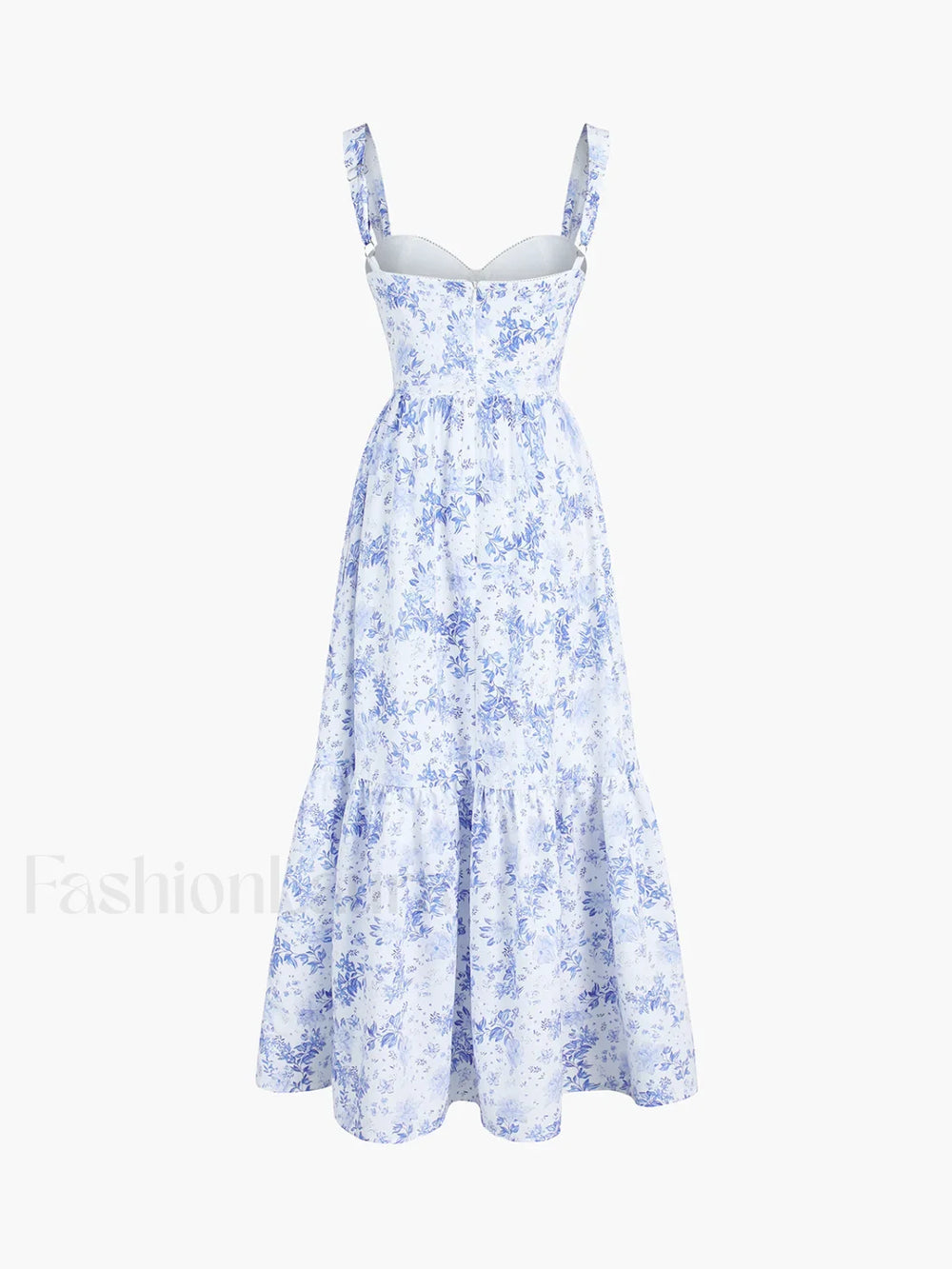 Forget Me Not Floral Pockets Zippered Long Dress Dresses