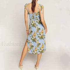 French Bow Satin Floral Dress