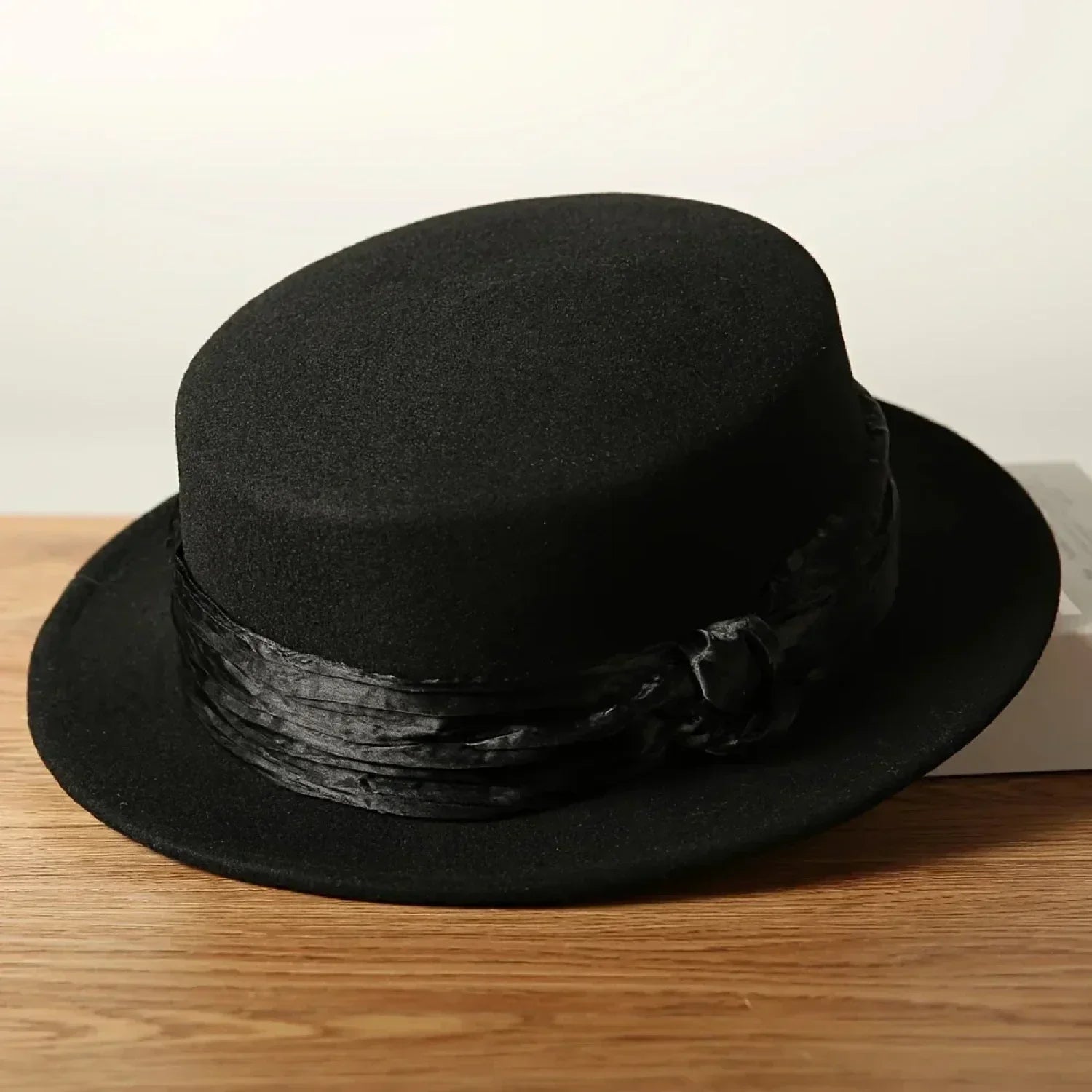 French Flat Top Woolen Fashionable Versatile British Retro Hat Black / One Size