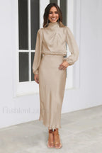 From The Source Charming High Neck Bridal Dress S / Champagne