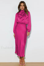 From The Source Charming High Neck Bridal Dress S / Fuchsia