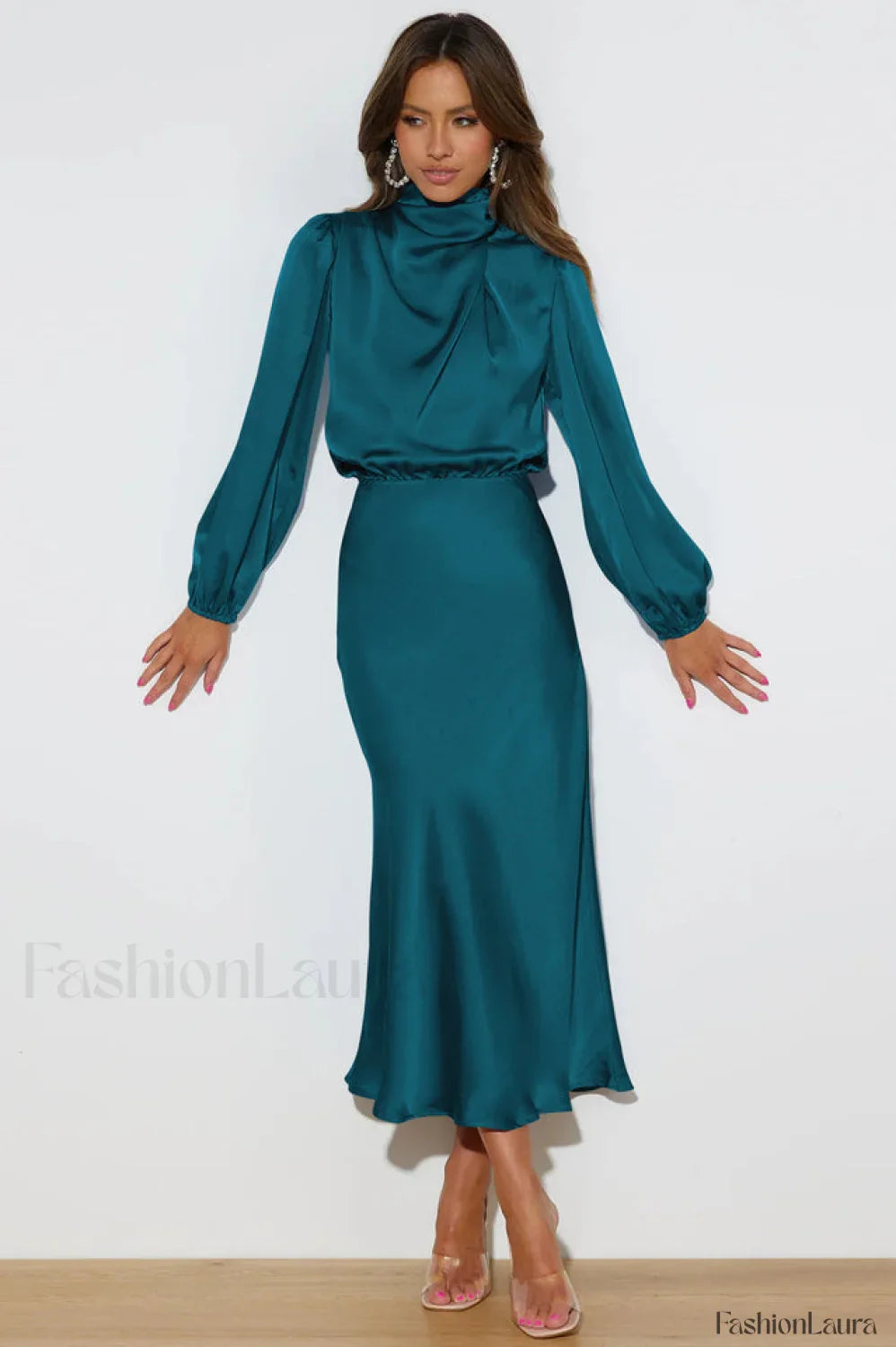 From The Source Charming High Neck Bridal Dress S / Teal