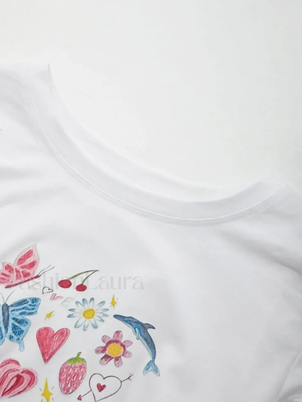 Fruity Butterfly Print Crop Top Tops&Tees