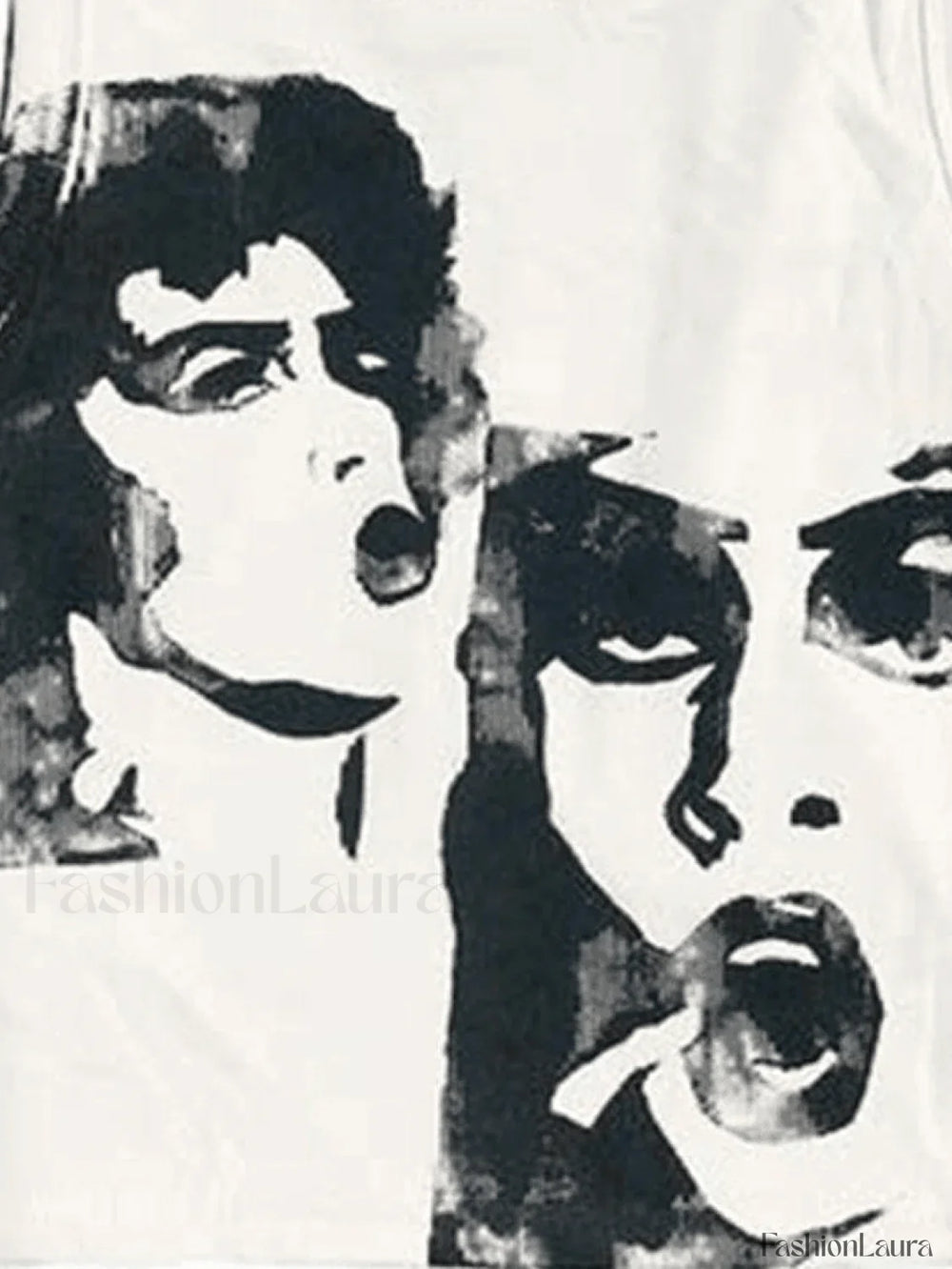 Funny Face Print Cropped Tank Top Tops&Tees